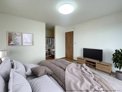 【寝室】 | 【主寝室　CG家具設置イメージ】
※画像に含まれる家具家電はCGで作成したイメージです。実際の物件には付帯しません。