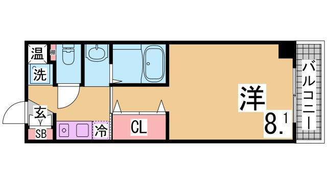 神戸市兵庫区西上橘通１丁目の賃貸マンションの間取り