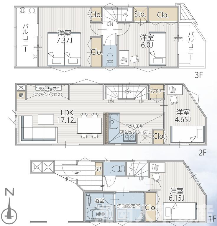藤沢市川名１丁目１新築戸建の間取り