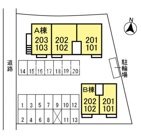 メゾン･メルヴェーユ　Ａの区画図|高崎、前橋のお部屋探しはエンドスケープまで！お客様の理想お聞かせ下さい♪