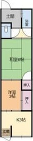 岸部南連棟貸家の間取り
