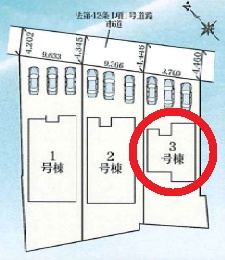 西尾一色町千間24-1期　新築分譲住宅　全3棟　3号棟の区画図
