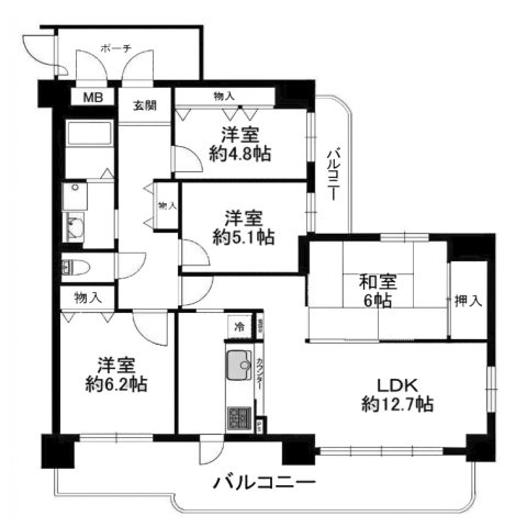 【間取り】 | ルネ伏見東 | 専有面積84.48㎡
