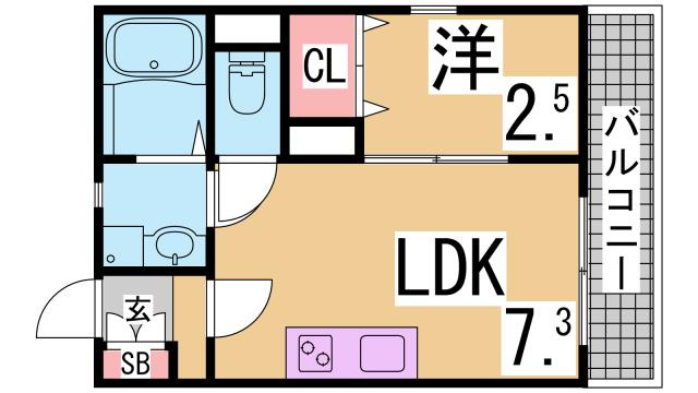 神戸市須磨区東町２丁目のアパートの間取り