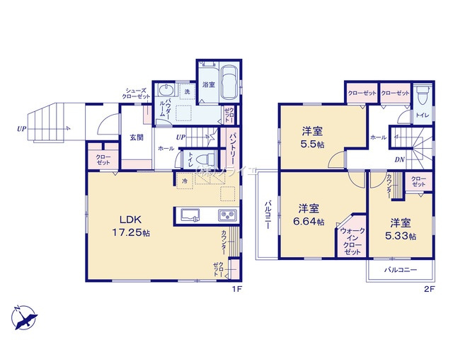 川越志多町R６-A　パステルガーデン　新築戸建の間取り