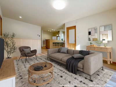 【居間・リビング】 | 【LDK　CG家具設置イメージ】
※画像に含まれる家具家電はCGで作成したイメージです。実際の物件には付帯しません。