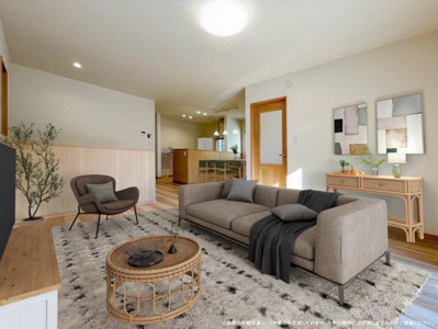 【居間・リビング】 | 【LDK　CG家具設置イメージ】
※画像に含まれる家具家電はCGで作成したイメージです。実際の物件には付帯しません。