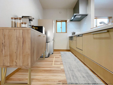 【キッチン】 | 【キッチン　CG家具設置イメージ】
※画像に含まれる家具家電はCGで作成したイメージです。実際の物件には付帯しません。