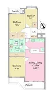 【間取り】 | とみおか住宅3号棟4階 | 様々な方の暮らしにマッチする３LDKでございます。