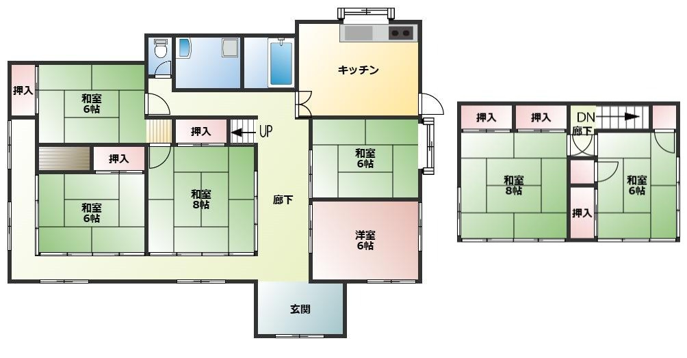 石岡市石岡　《古民家風》中古戸建の間取り