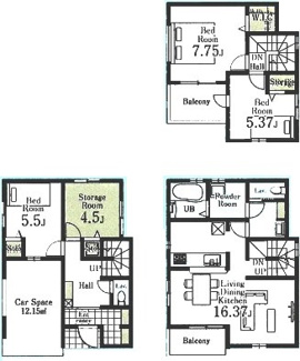 【間取り】 | 川越市旭町3丁目　新築分譲　「川越駅」バス6分　敷地22坪　【大塚小学区】