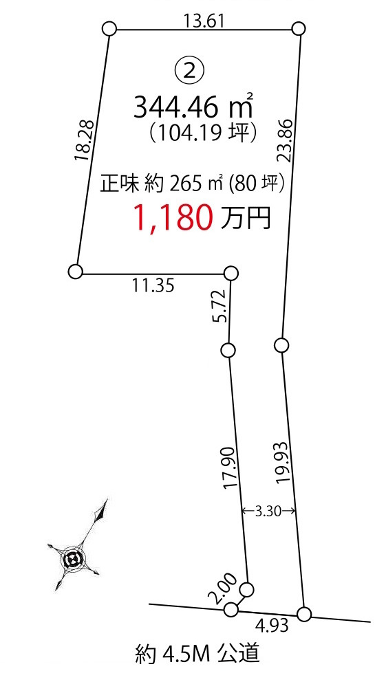 敷地面積１０４坪　売地　川越市小堤