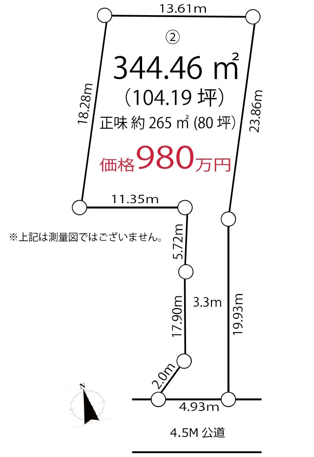 敷地面積１０４坪　売地　川越市小堤