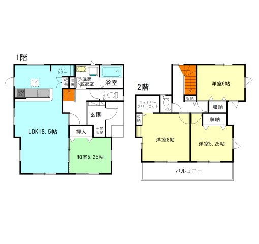 【間取り】 | ブルーミングガーデン前橋市後家町3棟ー① | 玄関には可動棚付きの玄関土間収納！
リネン収納やパントリー付きで各所に収納充実！