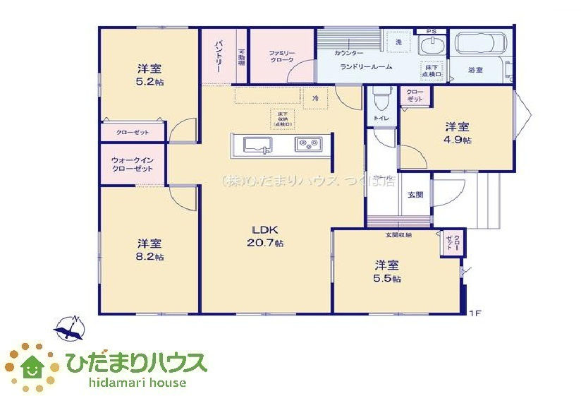 ひたちなか市中根12期　新築戸建の間取り|食品ストックや調理家電などの収納に役立つパントリー