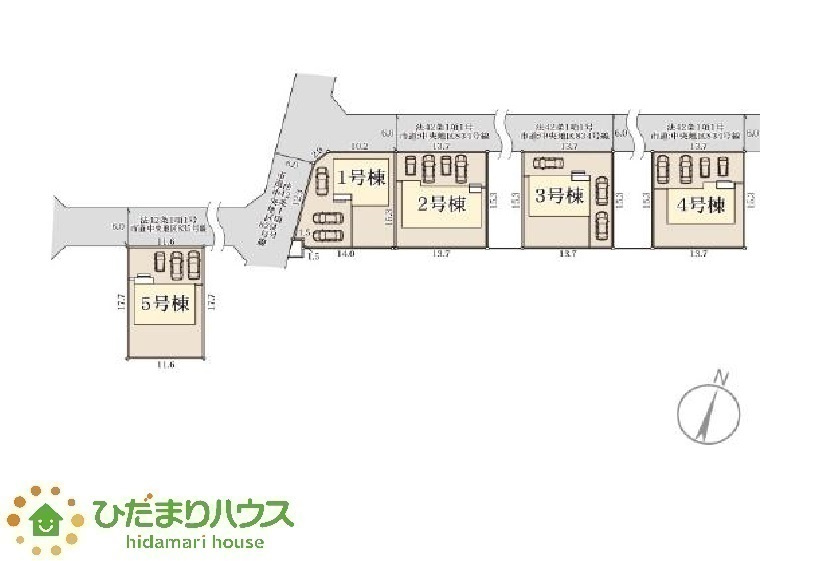 ひたちなか東石川第13　新築戸建　5号棟の区画図|周辺環境充実で、住みやすい立地です。