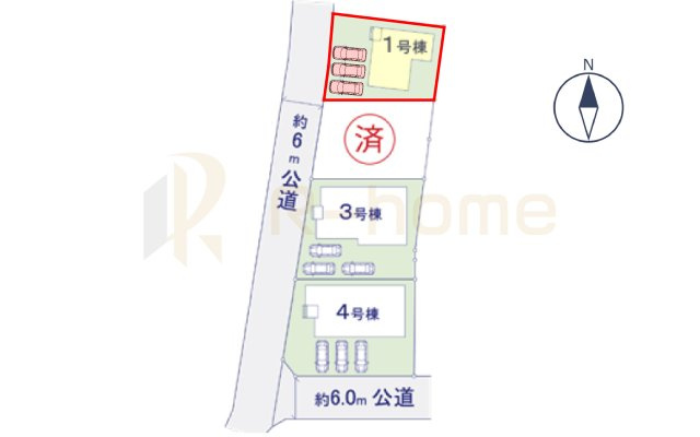 土浦市おおつ野3期　新築戸建て　1号棟の区画図|大きなお買い物だからこそ、メリット・デメリットを伝えさせて頂きます。
R-homeにお任せください♪