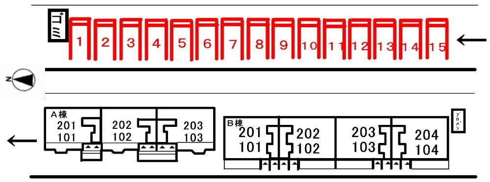 アルカンシェル　Ｂの区画図|駐車場