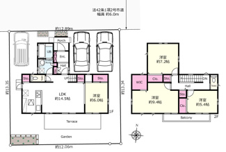 【間取り】 | ◇庭付◇並列２台◇カーポート◇鹿沼市三幸町 売戸建 | 敷地面積：172.12㎡・約52.06坪　建物面積：115.92㎡・約35.06坪