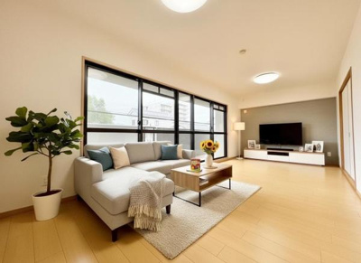 【居間・リビング】 | グラン・コート堺ザビエル公園東 | 【家具配置イメージ画像】ラグやソファで雰囲気を変えたりいろんなアレンジが楽しめます！