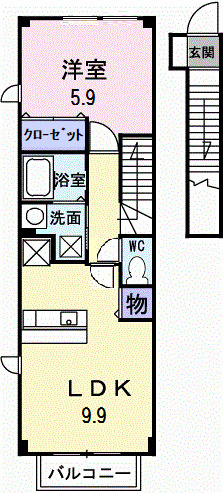 三井郡大刀洗町大字下高橋のアパートの間取り