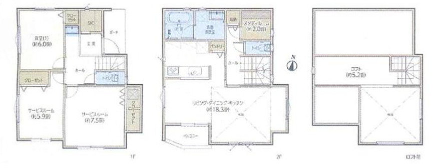 ◎茅ヶ崎市香川5丁目　新築戸建　1号棟の間取り|1LDK+2S+ロフト☆