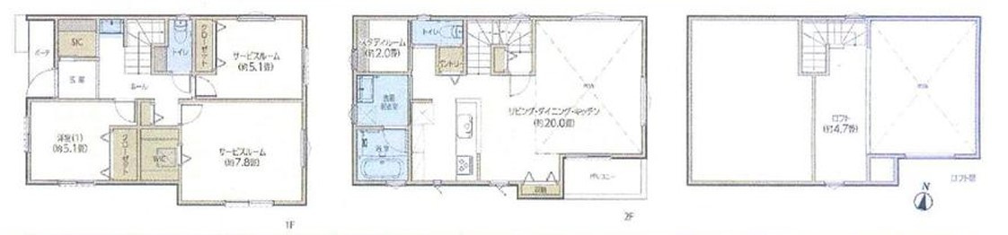 ◎茅ヶ崎市香川5丁目　新築戸建　2号棟の間取り|1LDK+2S+ロフト☆