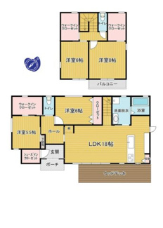 【間取り】 | 甲斐市西八幡 平成29年築住友林業施工中古 土地103坪 | 建物面積122.34ｍ2 4LDKの間取り ウォークインクローゼット×3・シューズインクローゼット