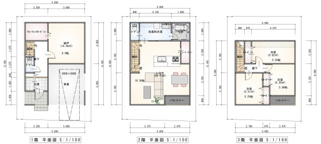 千早１丁目売地の参考プラン|木造　３SLDK
建物参考価格：３０００万円（税込）