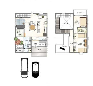 【参考プラン】 | 城陽市富野南清水　売土地　建築条件付き | 自由設計になりますので設計士と直接お話していただきオンリーワンのおうちづくりが可能です！需要の多いランドリールームも実現可能です。一緒に楽しくお家づくりをしていきましょう！