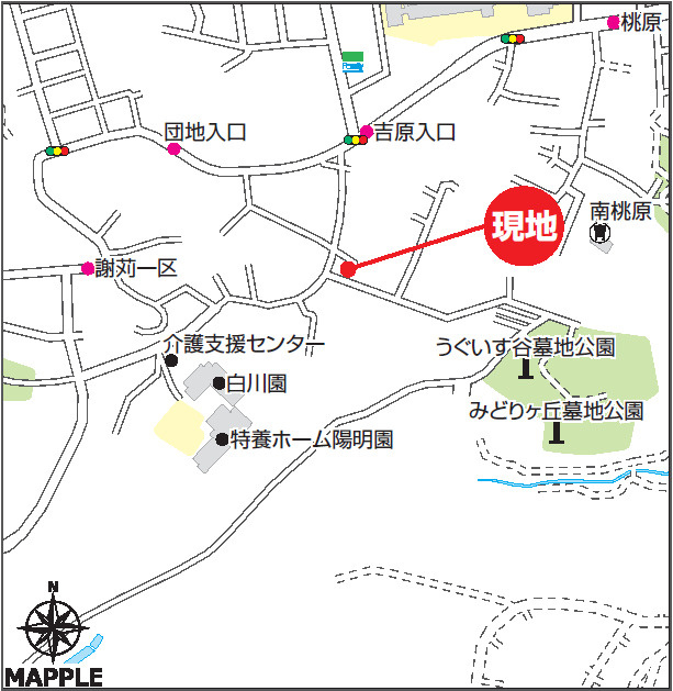ハートフルタウン沖縄市南桃原　A号棟の地図|map
