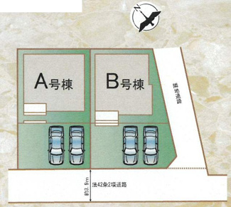 【間取り】 | 厚木市酒井  B号棟 | 都市ガス　二部屋から行き来できるバルコニー　掃出し窓シャッター付　リビング階段