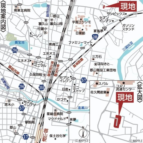 郡山市富久山町福原字大師前　　　６号棟　　　行健小学校、明健中学区の地図