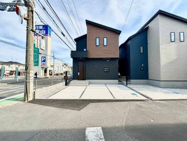 野田市山崎７期　新築戸建　2号棟の外観|完成しておりますので、いつでもご内見可能です！