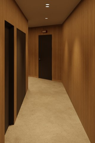 「防音シェアオフィス」BLOCKS MUTE HATSUDAIの内装|※共用廊下のイメージパースです