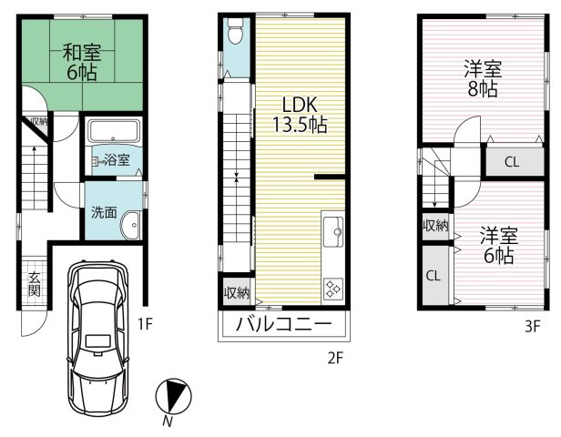 ◆令和７年６月リフォーム完了◆収納豊富◆全居室６帖以上◆山科区小山中島町の間取り