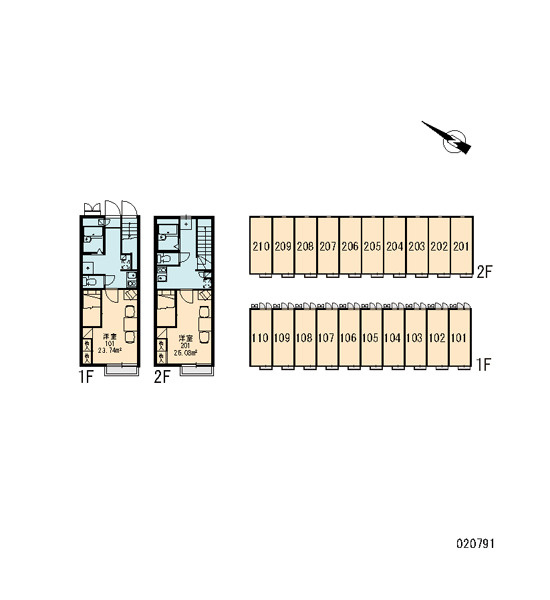 レオパレスKOSMOSの区画図