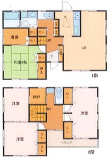 【間取り】 | 千葉市若葉区若松町　中古戸建　JR総武線【都賀】駅 | 4LDK+書斎！
収納豊富な一戸建て♪