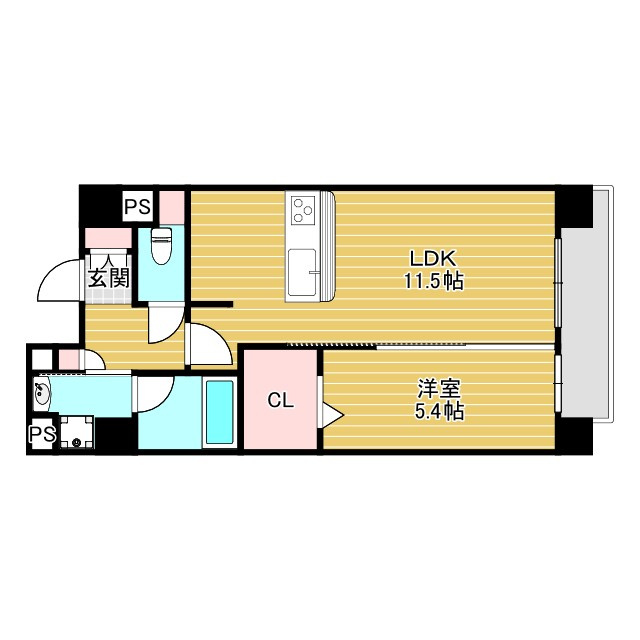 豊中市寺内１丁目の賃貸マンションの間取り