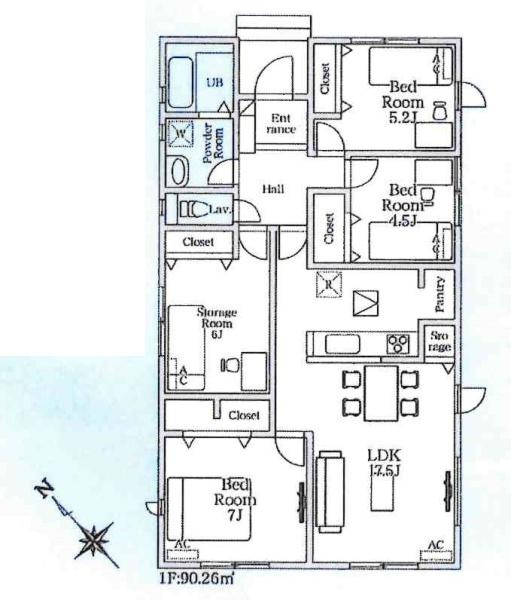 西尾一色町千間24-1期　全3棟・2号棟の間取り|間取り図です