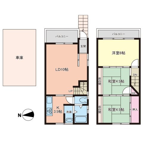 大阪市城東区野江３丁目テラスハウスの間取り|間取図です！