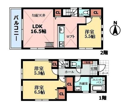 ◆完成済み◆戸塚区汲沢町 新築戸建 3290万円の間取り