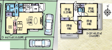 平塚市龍城ケ丘26番　新築戸建　全4棟D号棟の間取り