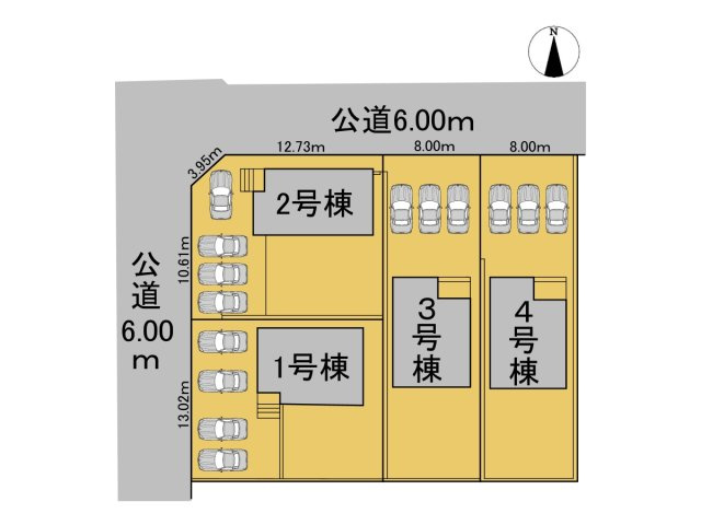 クワイエ　岐阜市河渡第１　全4区画分譲の区画図|■区画図
■YAMADA電機の　ヤマダ不動産　株式会社リライフ　
いつでもお問合わせ下さい。