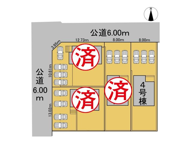 クワイエ　岐阜市河渡第１　全4区画分譲の区画図|■区画図
■YAMADA電機の　ヤマダ不動産　株式会社リライフ　
いつでもお問合わせ下さい。