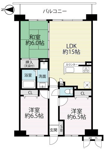 ◆京阪丹波橋駅徒歩４分◆リフォーム済み◆スーパー徒歩５分◆子育て環境良好◆ライオンズマンション伏見の間取り