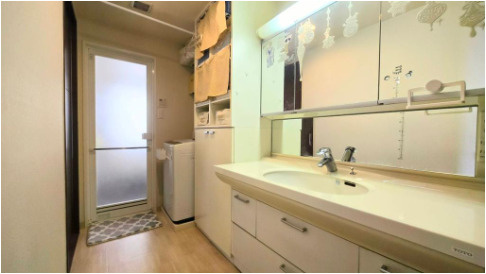 デュオプレステージ明石魚住パラーシオの洗面所|ワイド型洗面化粧台