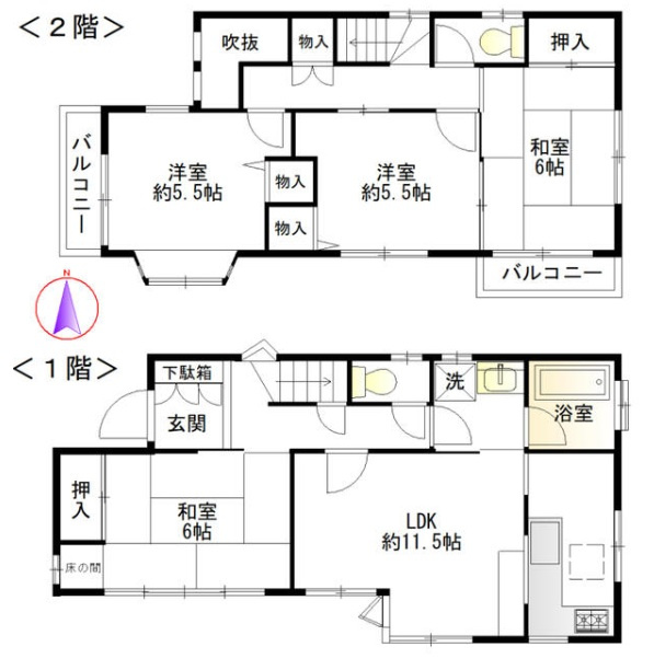行田市持田2丁目　中古戸建の間取り