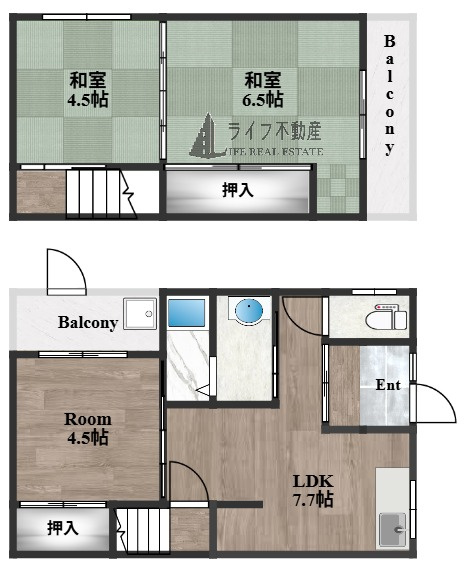 中小阪5丁目貸家の間取り