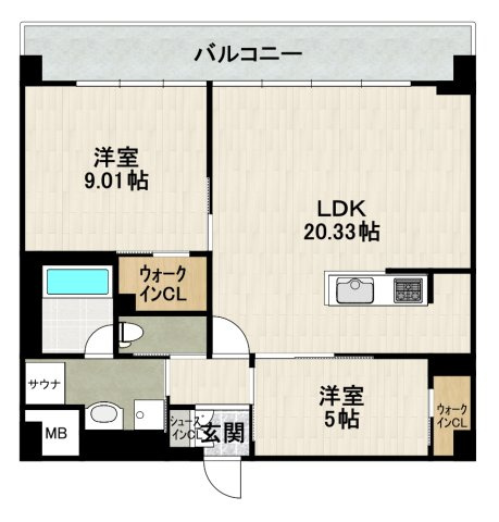 プレジオ宝塚ASIANの間取り|３・４号室（1～4階）